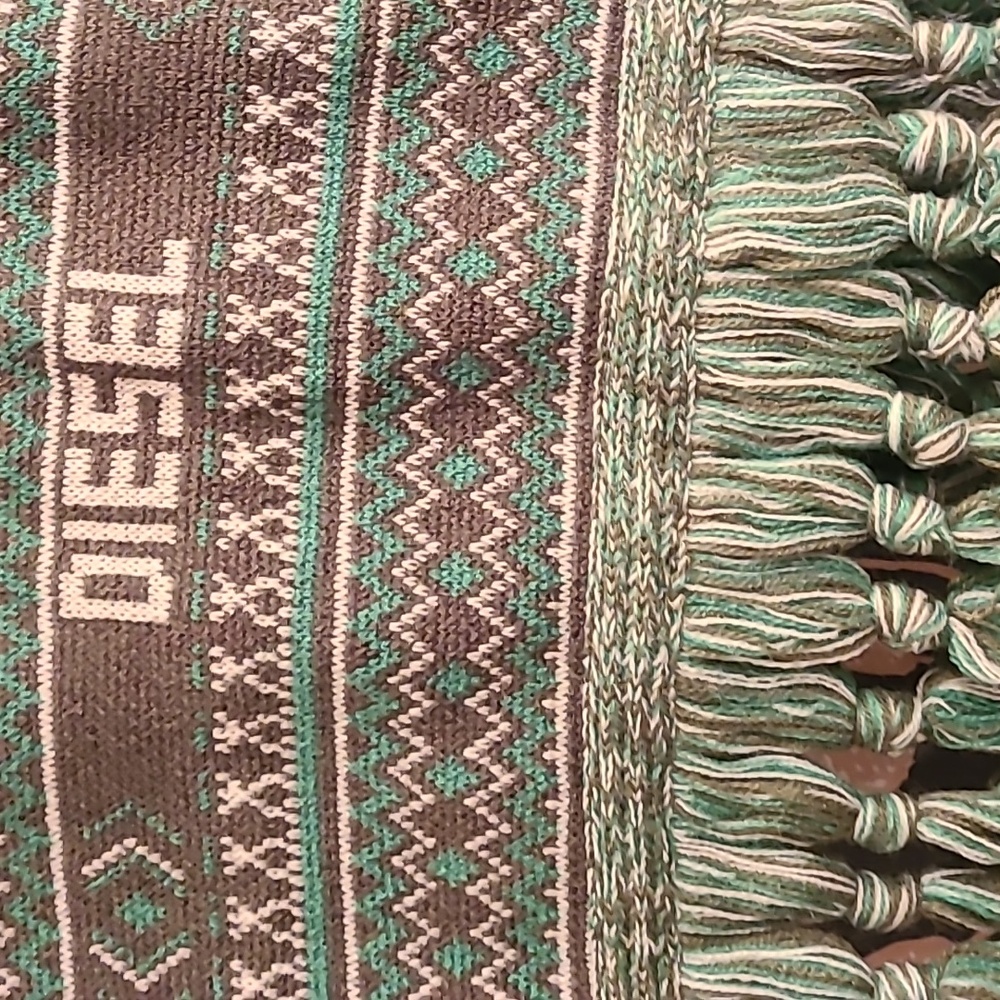Diesel Green Patterned Scarf - Picture 4 of 11